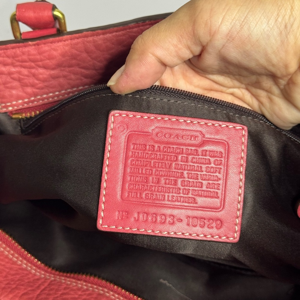 Coach Y2K Hampton Red Pebbled Leather Carryall Satchel Tote Shoulder Bag - Picture 15 of 15